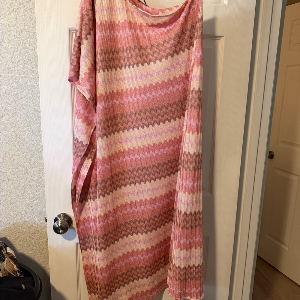 Show Me Your MuMu Pink Groovy Knit one shoulder maxi dress